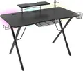 Genesis Holm 320 RGB Gaming Desk, 120x60x75 cm, Black Carbon Finish, MDF Tabletop, Metal Frame, Wireless Inductive Charger, 3x USB 3.0, RGB Lighting, Monitor Shelf