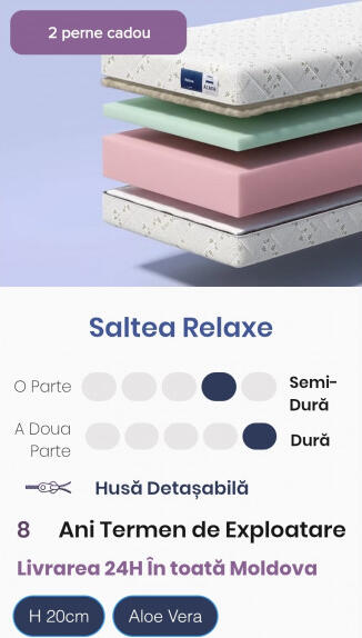 Almir Saltea Relaxe, 100x190, înălțimea 20 cm