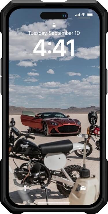 UAG Monarch Pro Case for iPhone 14 Pro, MagSafe Compatible, 5-Layer Protection, 7.6m Drop Protection, Synthetic Leather and Alloy Metal, Grey