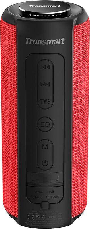 Tronsmart Element T6 Plus Portable Bluetooth 5.0 Speaker, Red, 40W SoundPulse Stereo, IPX6 Waterproof, 6600mAh Battery, TWS, TF Card, USB, Aux-in