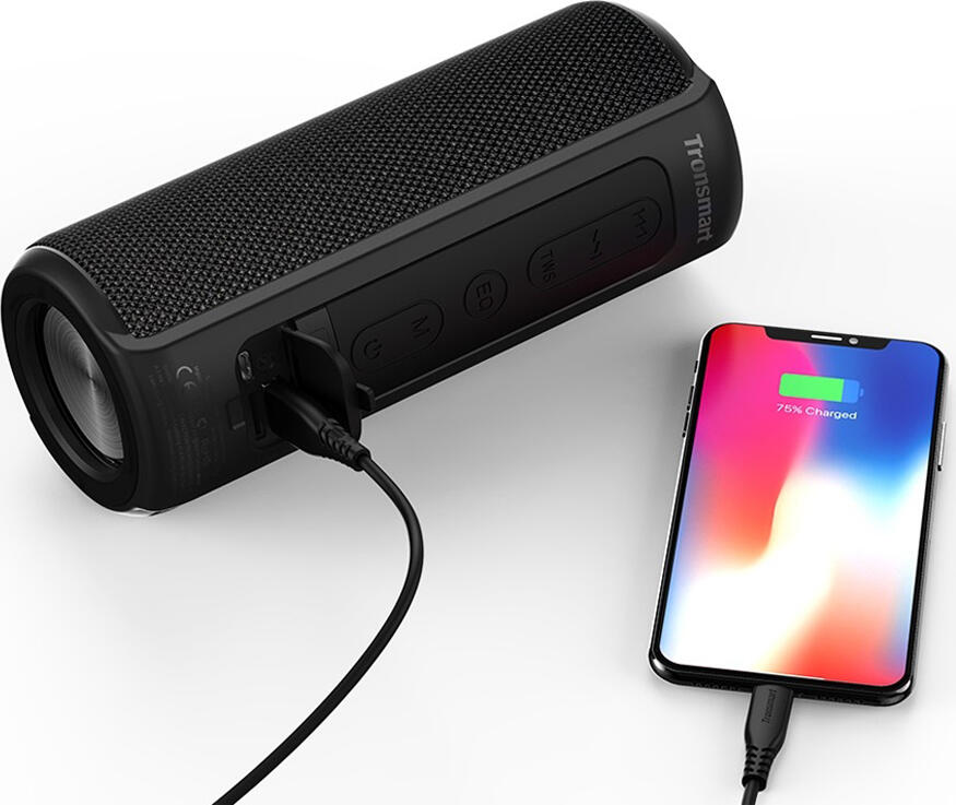 Портативная колонка Tronsmart Element T6 Plus Bluetooth 5.0, Черный, 40 Вт SoundPulse Stereo, водонепроницаемость IPX6, аккумулятор 6600 мАч, TWS, TF-карта, USB, Aux