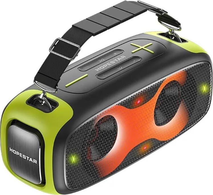 Hopestar A30 Party Portable Bluetooth 5.0 Speaker, Black & Green, 50W Output Power, 6000mAh Battery, RGB LED Lighting, TWS Support, AUX USB TF Card, 345x130x148mm