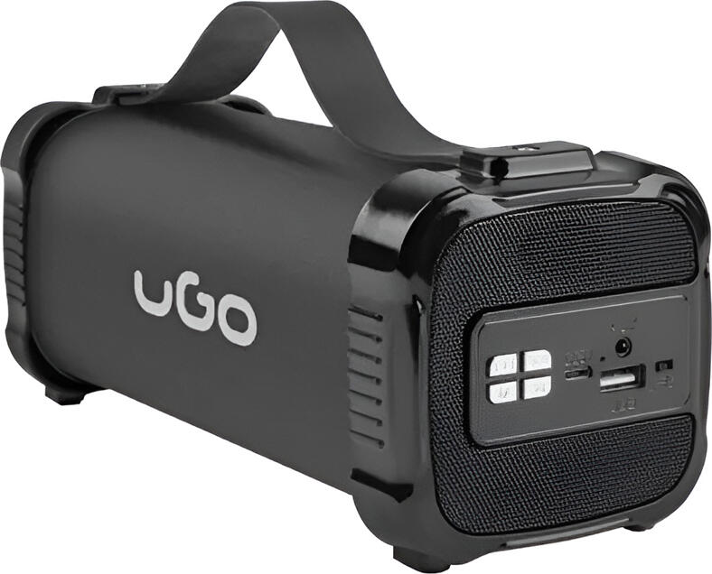 Портативная Bluetooth колонка UGO Mini Bazooka 2.0, мощность 5Вт RMS, аккумулятор 1200мАч, слот TF/microSD, глубокий бас, черный цилиндрический корпус