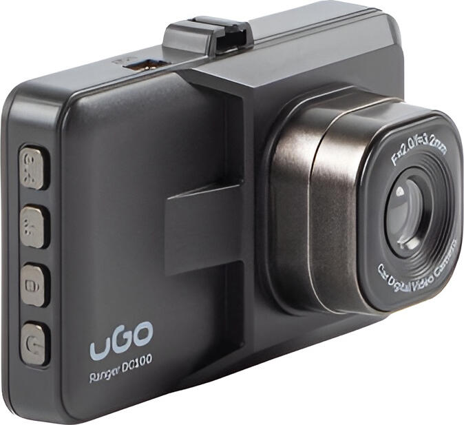 uGo Ranger DC100 Dashboard Camera, HD 720p 30fps Video, 90 Degree Viewing Angle, 3-inch LCD Screen, Loop Recording, microSD Slot, Black