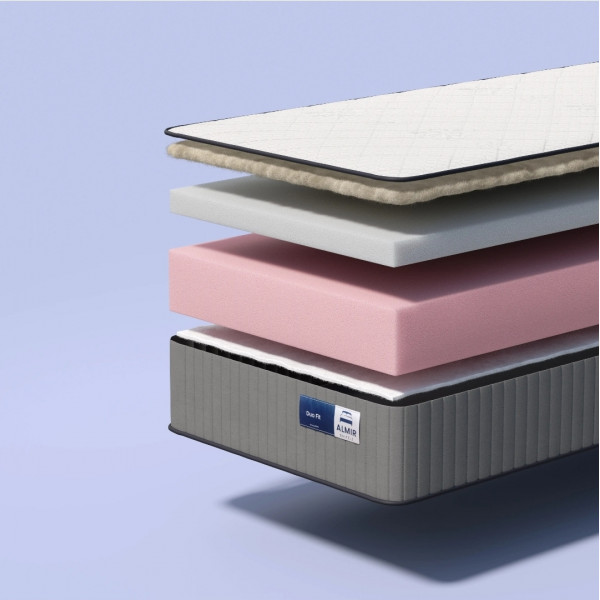 Almir Duo Fit Orthopedic Springless Mattress, 90x190 cm, 20cm Multi-layer Memory Foam & OrtoFoam, Dual-sided Semi-Soft/Hard Firmness, Detachable Jacquard Cover