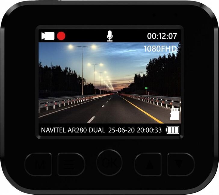 Navitel AR280DUAL Dual Dash Cam, Full HD 1080p Front and HD 720p Rear, 140° Wide Angle, Night Vision, WiFi, G-Sensor, Parking Mode, Black