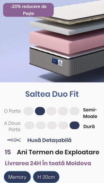 Almir Saltea Duo Fit, 180x190, înălțimea 20 cm