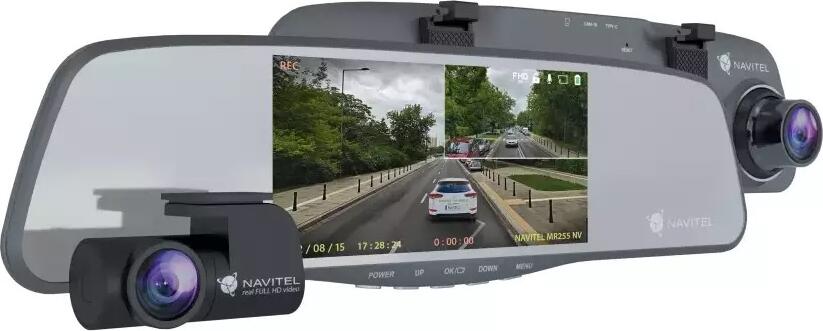 Navitel MR255NV Mirror Car Video Recorder + WOO MicroSD Card UHS-I (U1) (C10) + SD Adapter, Integra, 64 GB