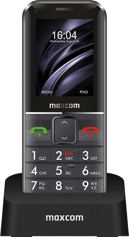 Telefon Senior Maxcom Comfort MM735, Ecran TFT 2.2 inch, Camera 2 Mpix, Buton SOS, Brățară SOS Impermeabilă Wireless, 2G, microSD până la 32GB, Negru