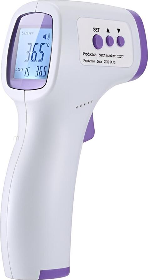 Dikang HG01 Digital Non-Contact Infrared Thermometer, Body and Surface Temperature Modes, LCD Backlight, Fever Alarm, Celsius/Fahrenheit, White