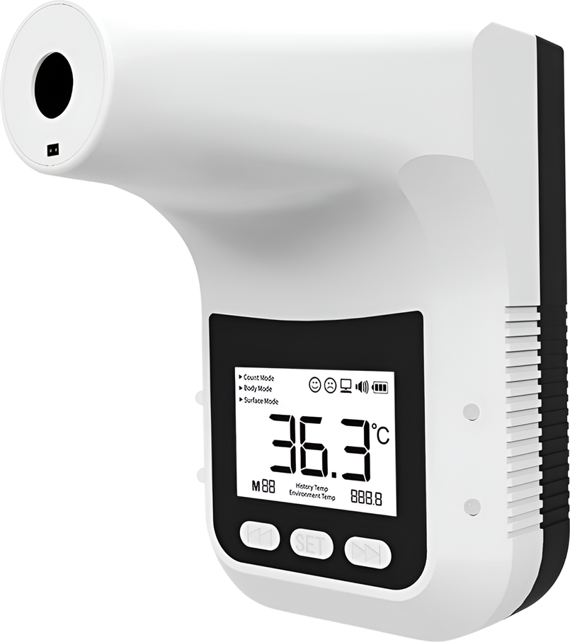 K3 Intelligent Non-contact Infrared Thermometer, LED Display, Wall-mountable, Body and Surface Modes, High Accuracy ±0.2°C, White ABS Plastic