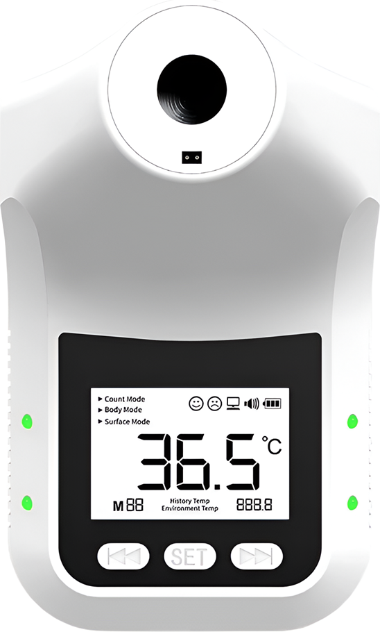 K3 Intelligent Non-contact Infrared Thermometer, LED Display, Wall-mountable, Body and Surface Modes, High Accuracy ±0.2°C, White ABS Plastic