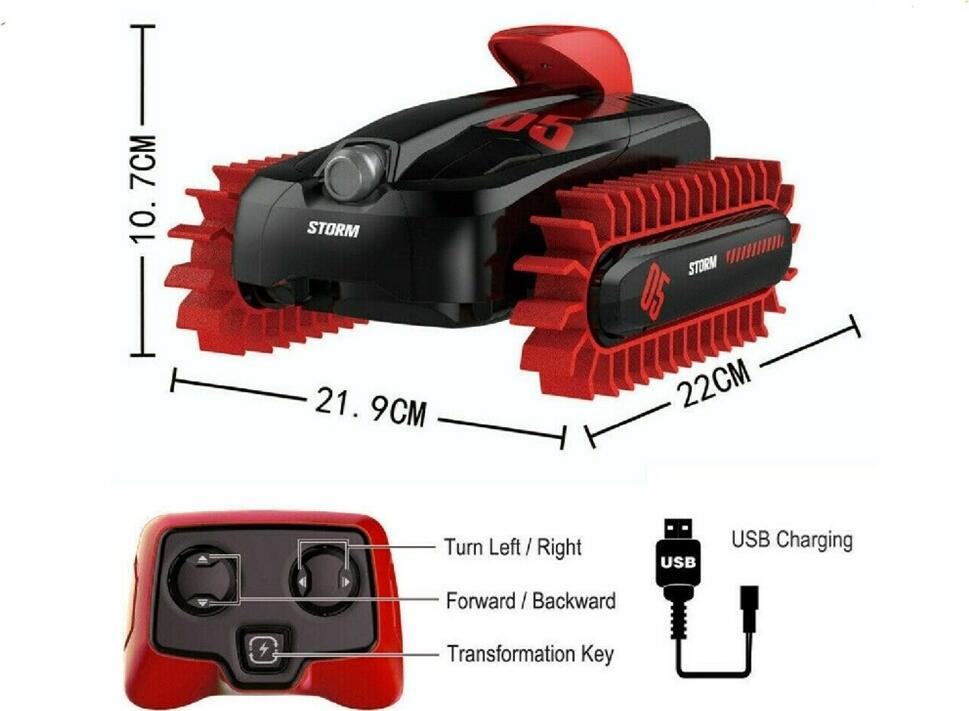 Masina RC Amfibie Transformabila Crazon 18SL02B, Control de la Distanta 2.4GHz Tractiune Integrala pentru Teren si Apa, Viteza Max 20 km/h, ABS