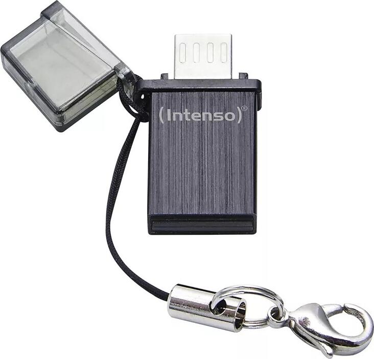 Stick USB Intenso Mini Mobile Line 2.0, 32GB OTG Dual Conector USB-A si microUSB, Carcasa Compacta Rezistenta la Socuri, Antracit
