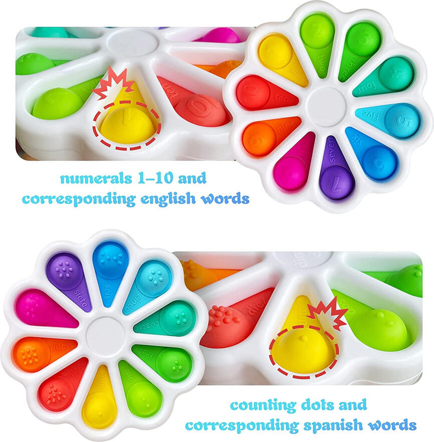 Jucarie Anti-stres DMLink Simple Dimple Flower, Fidget Sensory din Silicon si Plastic, Dezvoltare Motricitate Fina si Educatie, Multicolor