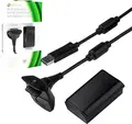 Xbox 360 Play & Charge Kit, Rechargeable Battery Pack with 2.7m USB Charging Cable, LED Indicator, Up to 25 Hours Gameplay, Black