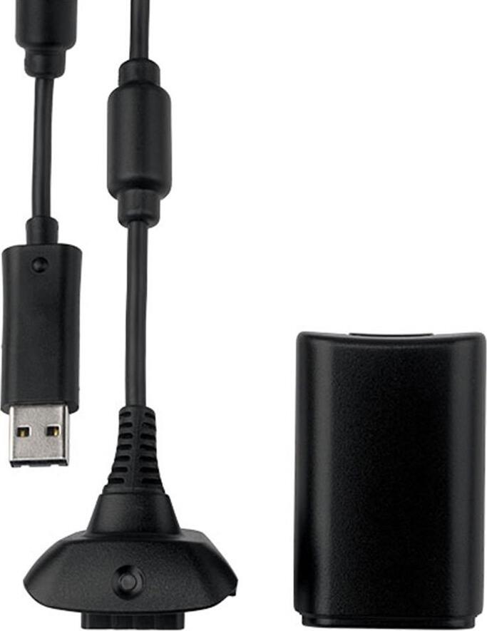 Xbox 360 Play & Charge Kit, Rechargeable Battery Pack with 2.7m USB Charging Cable, LED Indicator, Up to 25 Hours Gameplay, Black