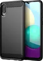 Helmet Carbon Fiber Texture TPU Case for Samsung Galaxy A02, 6.5 inch, Shockproof Protective Cover with Reinforced Corners and Screen Protection