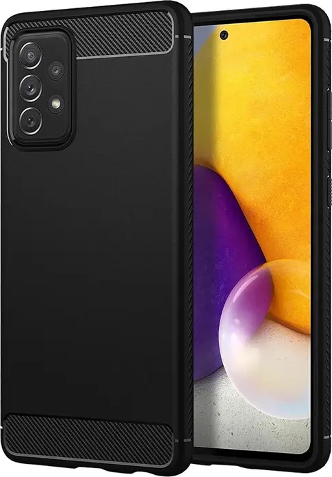 Чехол Helmet с текстурой карбона для Samsung Galaxy A72, противоударный TPU защитный кейс с усиленными углами, 6.7 дюйма, черный