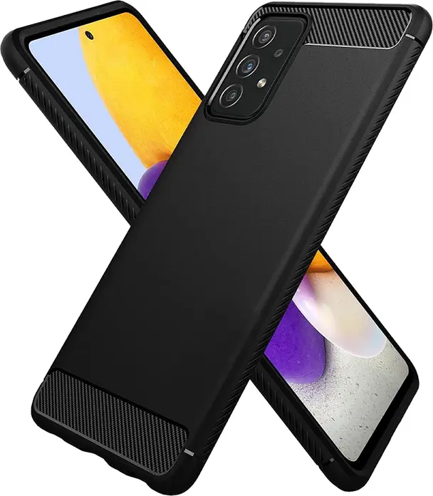 Чехол Helmet с текстурой карбона для Samsung Galaxy A72, противоударный TPU защитный кейс с усиленными углами, 6.7 дюйма, черный