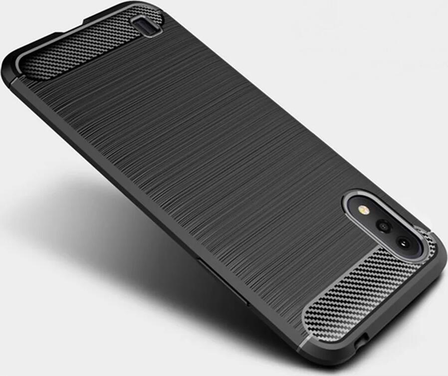 Shockproof Carbon Fiber Texture TPU Case for Samsung Galaxy A01, Reinforced Corner Protection Helmet Cover, Dust Resistant, 5.7 inch