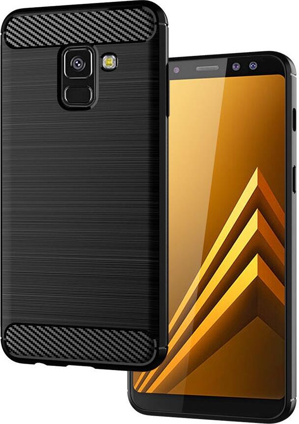 Husa Helmet Textura Fibra de Carbon TPU pentru Samsung Galaxy A8 2018, 5.6 inch, Protectie Shockproof Anti-Zgarituri, Design Sportiv Slim