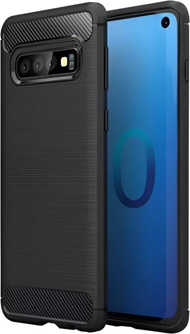 Samsung Galaxy S10E Protective Case, Carbon Fiber Texture TPU Shockproof Helmet Cover, Reinforced Corners and Raised Edges, 5.8 inch, Black