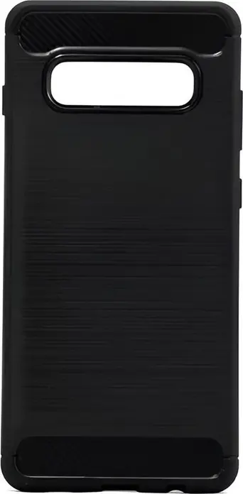 Helmet Carbon Fiber Texture TPU Case for Samsung Galaxy S10 Plus 6.4", Shockproof Protective Cover with Reinforced Corners and Soft Lining, Black