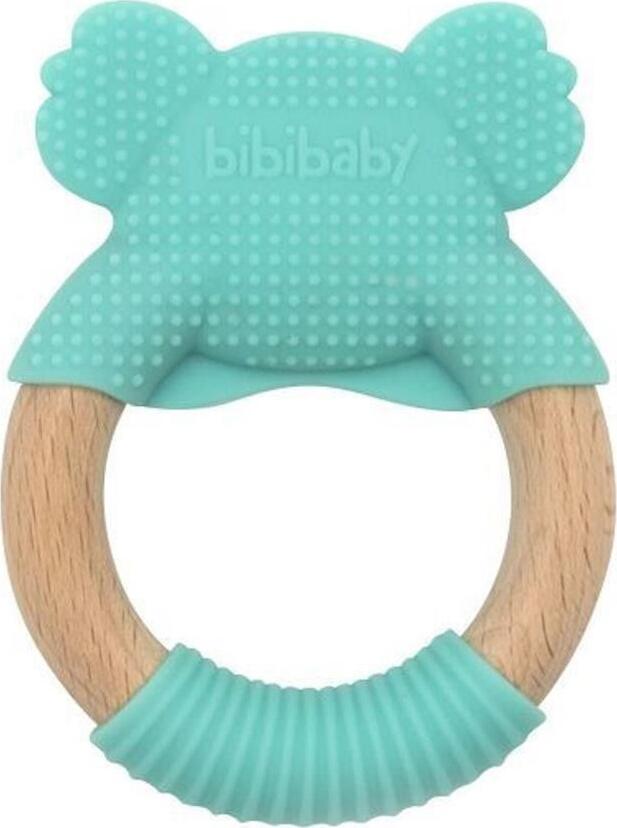 Jucarie Dentitie Bibipals Koala, Inel Dentitie din Silicon Non-Toxic fara BPA si Lemn, Masajor Gingival Texturat pentru Bebe 3+ Luni, 100x150x20mm