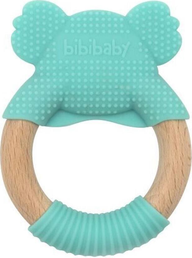 Jucarie Dentitie Bibipals Koala, Inel de Dentitie din Silicon Non-Toxic fara BPA si Lemn, Masaj Gingival Texturat pentru Bebe 3+ Luni, 100x150x20mm