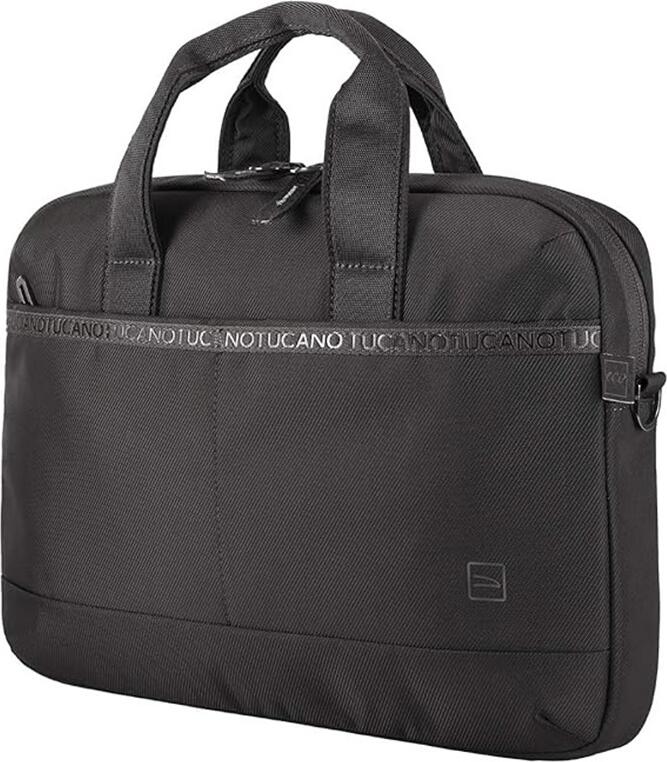 Tucano Astra Slim Laptop Bag for 15.6 inch Laptops, Water-Resistant Polyester, Padded Compartment, Detachable Shoulder Strap, Trolley Strap, Black