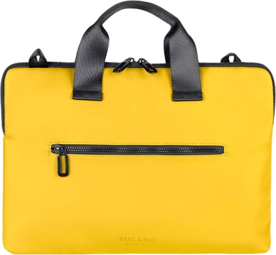Tucano Gommo Superslim Laptop Case for 14 inch Laptops and MacBook Air 15 (2023-2024), Waterproof Rubberized Polyurethane, Shoulder Strap, Yellow