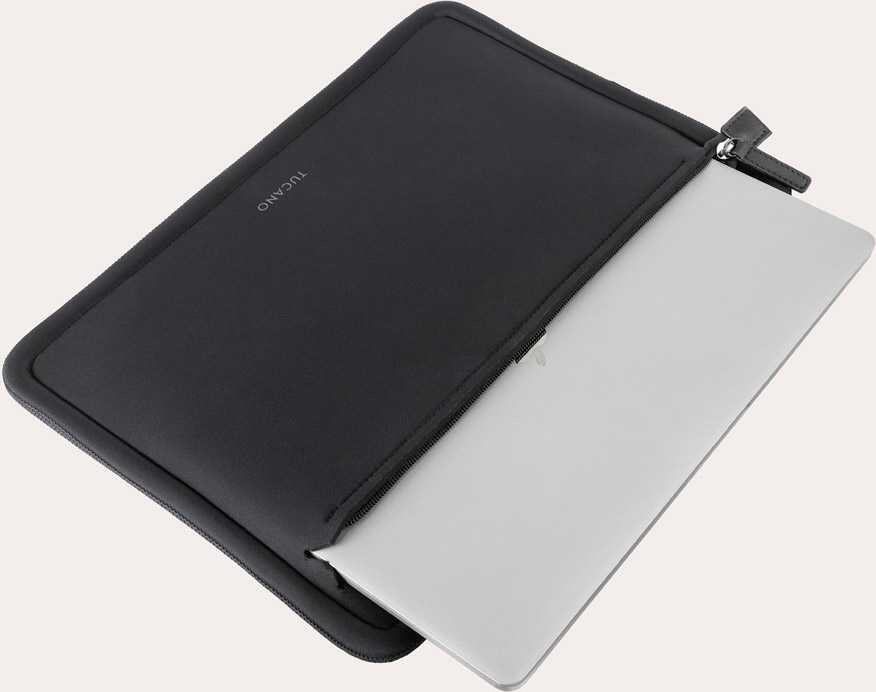 Husa Laptop Tucano Sleeve Intorno BFINTMB14-BK pentru Notebookuri pana la 14.0 inch, Neopren, Protectie Shockproof Slim cu Fermoar, Negru