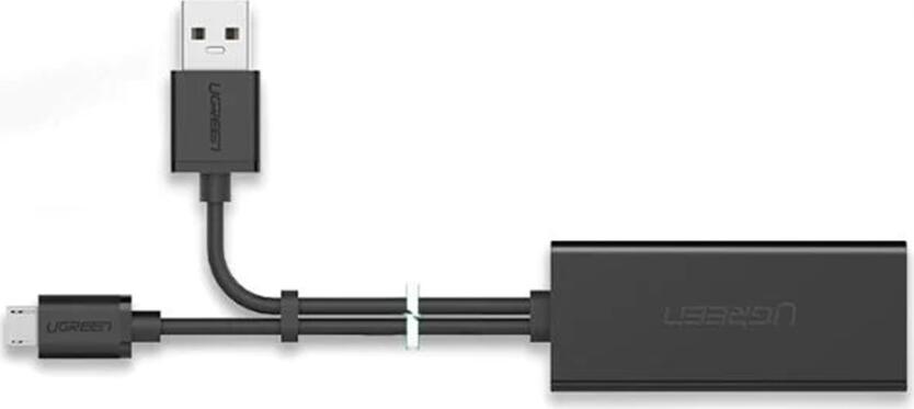 UGREEN Adapter for Chromecast Micro USB to Ethernet, Black