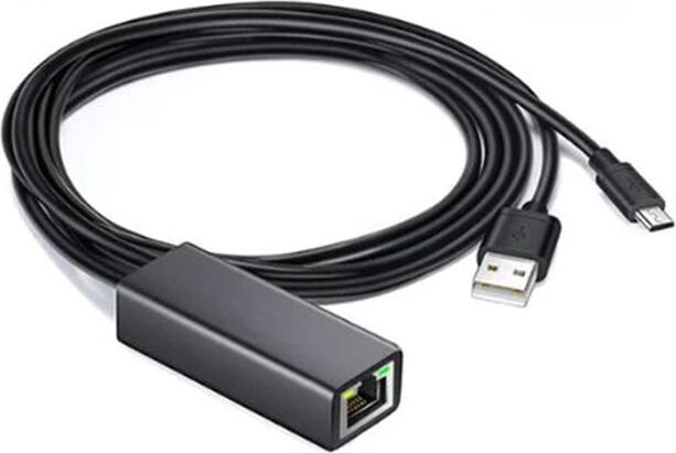 Адаптер UGREEN Micro USB — Ethernet, сетевой адаптер RJ45 Fast Ethernet 10/100 Мбит/с с кабелем питания USB для Chromecast Ultra/3/2, Fire TV Stick 4K, Google Home Mini, черный