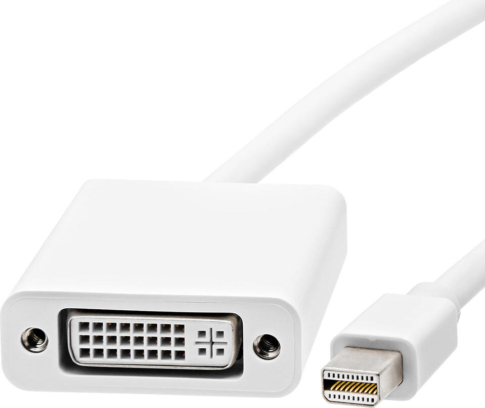Adaptor LMP 7672 Mini-DisplayPort la DVI Cablu 0.3m Alb ABS pentru MacBook Air Pro, iMac, Mac mini, PC, HDTV si Projectoare