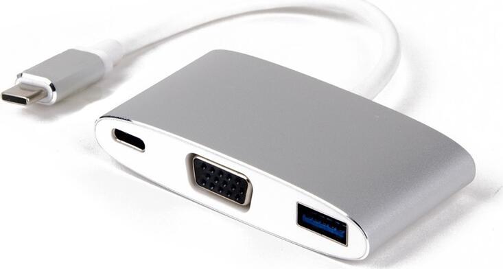 LMP USB-C Multiport Adapter with VGA Full HD 1080p, USB 3.0 5Gbps and USB-C Power Delivery PD Charging, Aluminium Silver Hub for MacBook, iPad, iPhone, PC