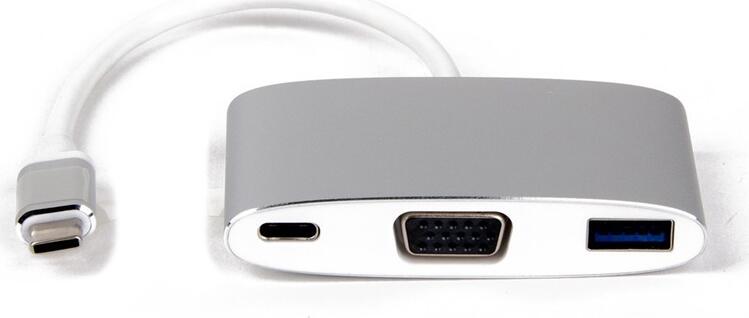 LMP USB-C Multiport Adapter with VGA Full HD 1080p, USB 3.0 5Gbps and USB-C Power Delivery PD Charging, Aluminium Silver Hub for MacBook, iPad, iPhone, PC