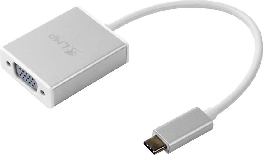 Переходник LMP USB-C на VGA, адаптер USB-C 3.1 на VGA, Full HD 1080p, алюминиевый корпус, Plug & Play, DP Alt Mode, для Mac, PC, iPad, iPhone, белый