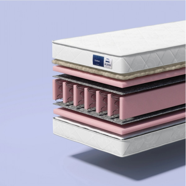 Almir Confort Orthopedic Pocket Spring Mattress, 80x200 cm, Semi-Firm Double-Sided, 22cm Height, Removable Cover, Includes 2 Free Pillows
