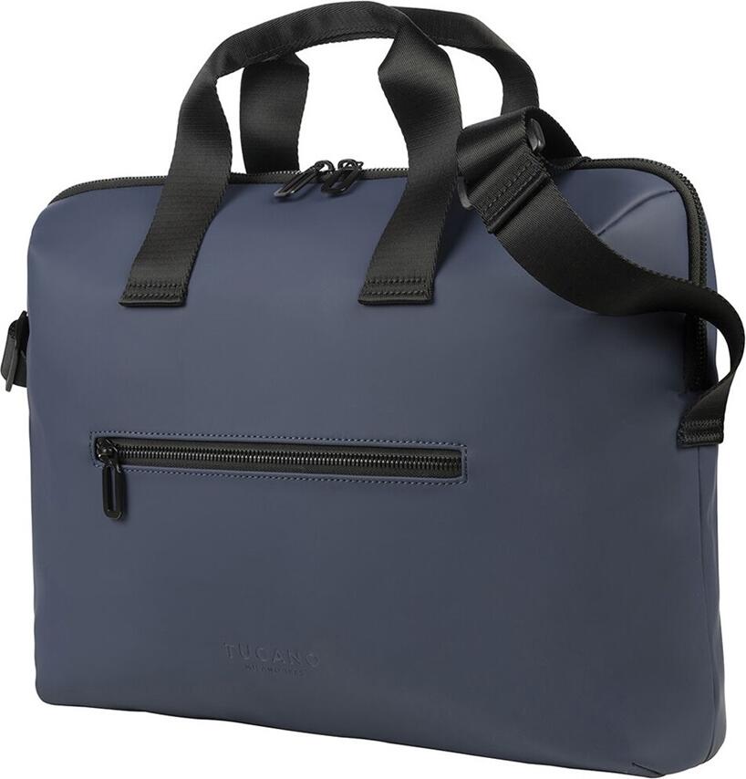 Tucano Gommo Superslim Laptop Case for 15.6 inch Laptops and 16 inch MacBook Pro, Waterproof Rubberized Neoprene, Soft Lining, Shoulder Strap, Blue