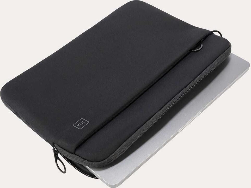 Tucano Sleeve Top 13" Laptop Sleeve, Neoprene Shock-Absorbing Case with Soft Microfiber Lining and Accessory Pocket, Black, 32 x 27 x 2 cm