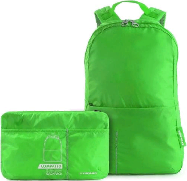 Tucano Compatto Packable Travel Backpack, 15L Foldable Lightweight Bag, Nylon Polyester, Padded Shoulder Straps, Trolley Strap, 30x44x20 cm