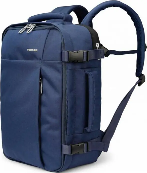 Tucano Tugo M Laptop Backpack for 15.6 inch Laptop or 16 inch MacBook Pro, Water-resistant Recycled Polyester, Cabin Size, AirTag Holder, Blue