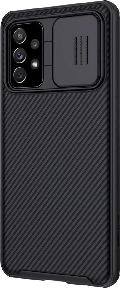 Чехол Nillkin CamShield Pro для Samsung Galaxy A72 4G 5G, противоударный PC TPU с раздвижной шторкой камеры, текстура углеродного волокна, черный