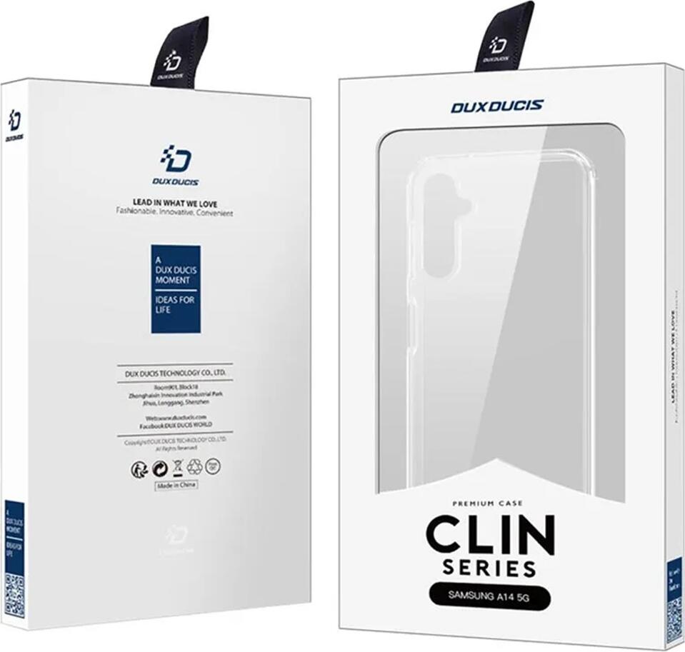 Dux Ducis Clin Case for Samsung Galaxy A14 / A14 5G, Transparent Shockproof Cover, TPU and PC Hybrid Material, Anti-Yellowing, Wireless Charging Support