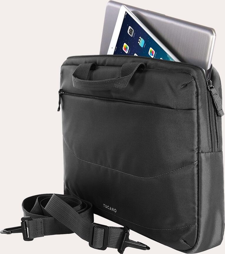 Tucano Idea Bundle 14 BU-BIDEA1314-WM-BK Slim Laptop Bag and Wireless Mouse Set for 14 inch Laptops and MacBook Pro 14, Durable Polyester, Black