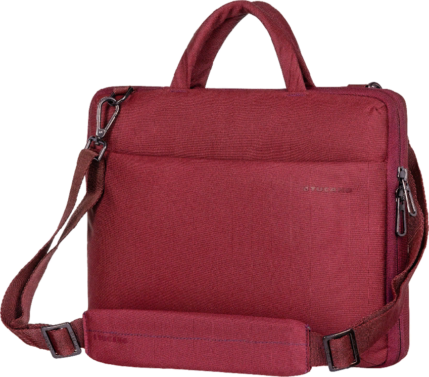 Tucano Darkolor Slim Laptop Case for 14 inch Laptops and MacBook Pro 14, Recycled PET Material, Semi-Rigid Back Panel, Adjustable Shoulder Strap, Red