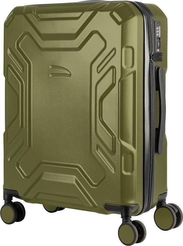 Tucano Iron Rigid S Hard Shell Suitcase, 40L, Polycarbonate Impact Resistant, 4 Double 360 Rotating Wheels, TSA Lock, Telescopic Handle, Military Green