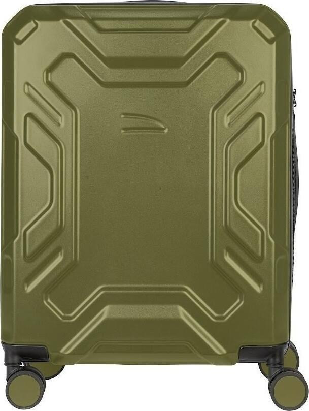 Tucano Iron Rigid S Hard Shell Suitcase, 40L, Polycarbonate Impact Resistant, 4 Double 360 Rotating Wheels, TSA Lock, Telescopic Handle, Military Green